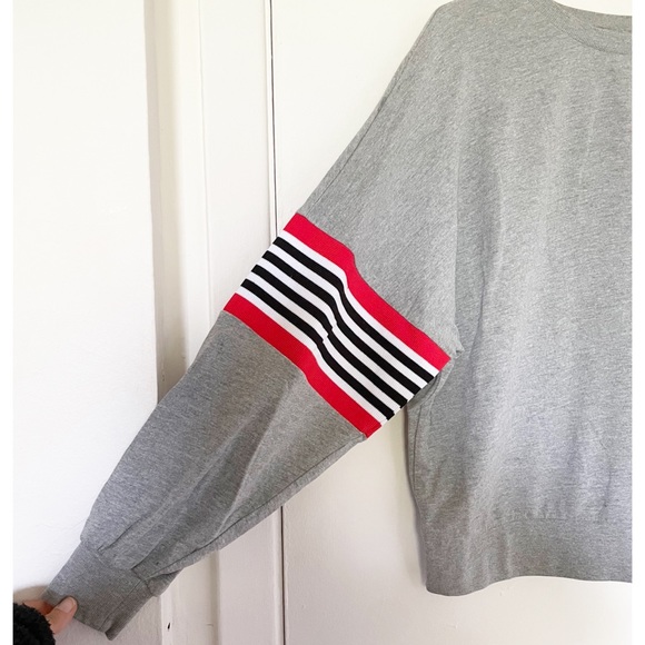 Noisy May Gray Sweatshirt with Elbow Stripe - Picture 4 of 9